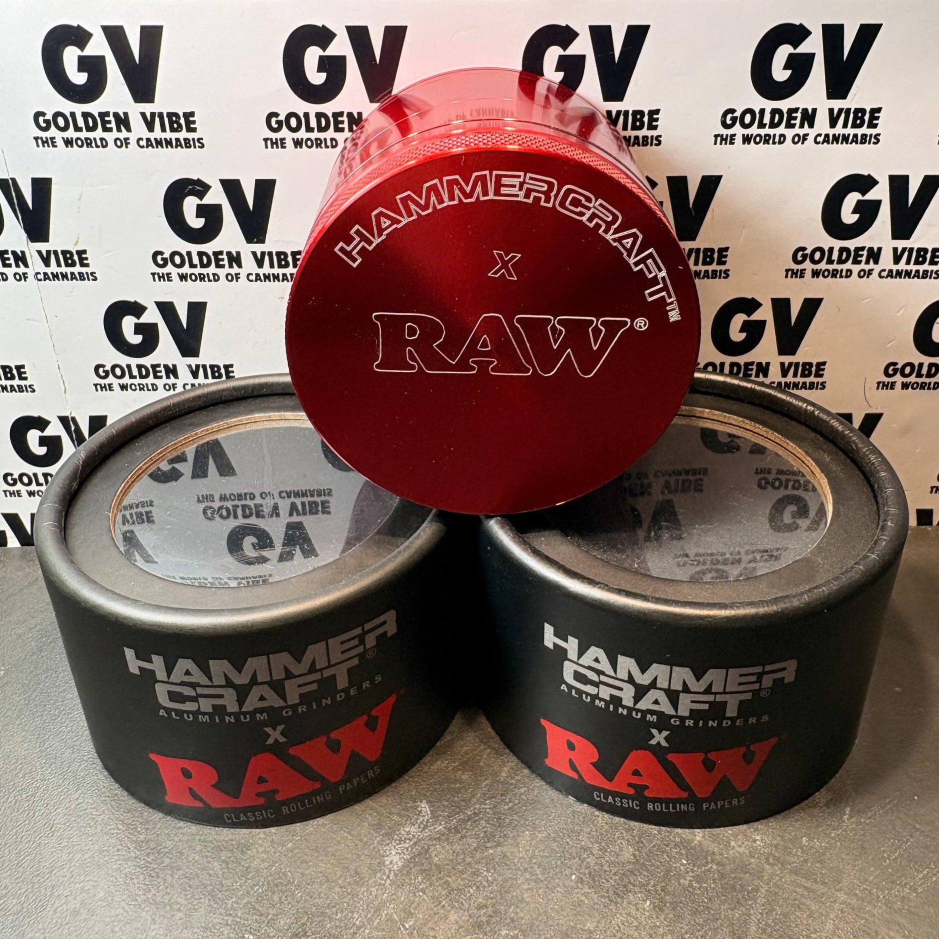 Image of GRINDER RAW X HAMMERCRAFT 4 PARTIES 61MM ROUGE